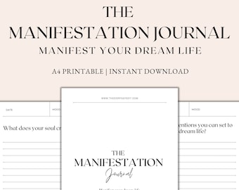 Manifestation Journal, Printable Manifestation Journal Prompts, Manifestation Planner Printable, Law of Attraction Planner PDF