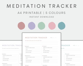 Meditation Tracker Printable, Weekly Tracker, Meditation Journal, Weekly Meditation Log, Planner Printable, Weekly Planner, Weekly Log