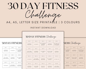 30 Day Fitness Challenge Printable, 30 Day Challenge, 30 Day Tracker Printable, Fitness Tracker, Weight Loss Tracker, Instant Download PDF