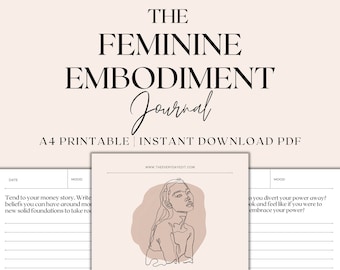 The Feminine Embodiment Journal Printable, Shadow Work Journal Prompts, Self-Discovery Journaling Prompts, Instant Download PDF
