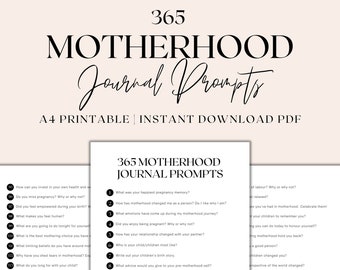 365 Motherhood Journal Prompts, Self Discovery Journaling Prompts, Pregnancy Journal Prompts, List of Journal Prompts, Instant Download PDF