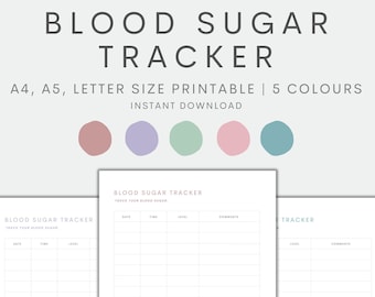 Blood Sugar Tracker Printable, Blood Sugar Log, Blood Sugar Reading Tracker, Blood Glucose Tracker, Diabetes Printable, Instant Download PDF