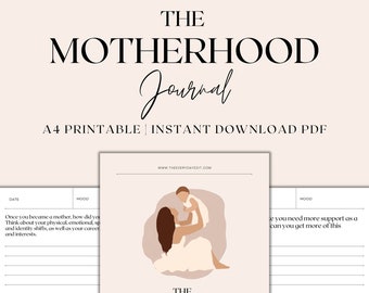 Motherhood Journal Printable, New Mom Journal, Journaling Prompts, Shadow Work Journal Prompts, Postpartum Journal, Instant Download PDF