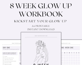 8 Week Glow Up Workbook Printable, Goal Planner, Life Planner Printable, Weight Loss Planner, Weight Tracker, Instant Download PDF