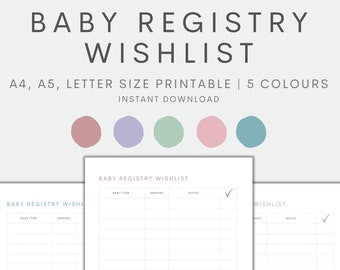 Baby Register Wunschliste druckbare, druckbare Baby Register Planer, Neugeborenen Geschenk, Neugeborenen Essentials, Sofort Download PDF