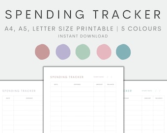 Spending Tracker Printable, Minimalist Expense Tracker, Expense Planner, Personal Finance, Budget Tracker, Money Log, Instant Download PDF