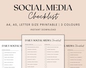 Daily Social Media Checklist Printable, Social Media Planner Printable, Daily Planner, Social Media Planning, Instant Download PDF