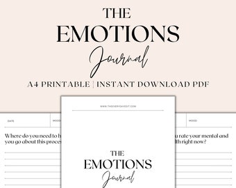 The Emotions Journal Printable, Mental Health Journal Prompts Printable, Shadow Work Journal, Journaling Prompts, Instant Download PDF