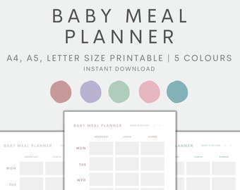 Baby Meal Planner Printable, Baby Led Weaning Planner, Baby Food Tracker Printable, Weekly Meal Planner, Instant Download PDF