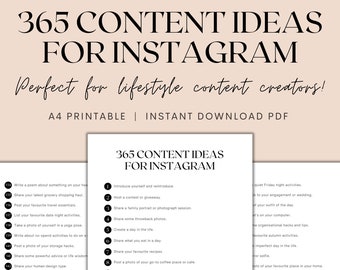 365 Content Ideen für Instagram, Instagram Planner Printable, Instagram Post Template, Content Planer, Social Media, Instant Download PDF
