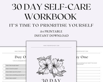 30 Day Self Care Workbook Printable, Self Care Planner Printable, Self Care Challenge, 30 Day Challenge, Instant Download PDF