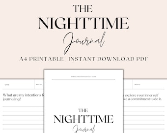The Nighttime Journal Printable, Night Journal Prompts, Journaling Prompts, Evening Journal, Instant Download PDF