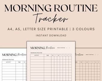 Morning Routine Tracker Printable, Morning Planner Printable, Weekly Planner, Routine Planner, Instant Download PDF