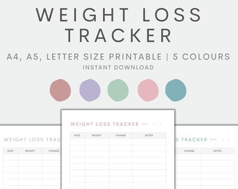 Weight Loss Tracker Printable, Weight Loss Planner, Weight Loss Chart, Weekly Weigh-In, Goal Setting, Instant Download PDF
