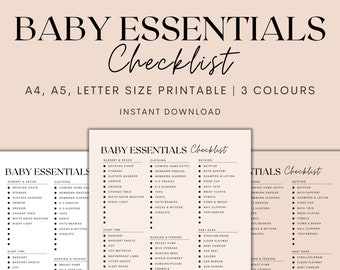 Baby Essentials Checklist Printable, Newborn Checklist, Nursery Checklist, Baby Registry Checklist, Instant Download PDF
