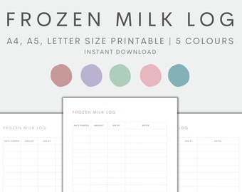 Frozen Milk Log Printable, Breasting Feeding Tracker Printable, Freezer Inventory Printable, Kitchen Inventory, Instant Download PDF