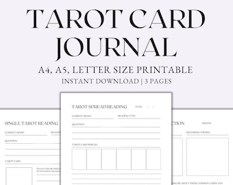 Tarot Card Journal afdrukbaar, Tarot-interpretatie, dagelijkse Tarot-lezing, Tarot-leesdagboek, maandelijkse reflectie, Instant Download PDF
