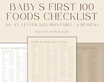 Baby Food Tracker Printable, Baby's First Food Checklist, Solids Tracker, Baby Led Weaning Tracker, Baby Food Diary, Instant Download PDF