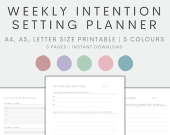 Planificador de configuración de intenciones semanal imprimible, Planificador semanal, Planificador de vida intencional, Planificador de vida, Descarga instantánea PDF