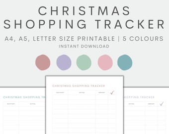 Kerstinkopen trackerlijst afdrukbaar, kerstplanner afdrukbaar, kerstcadeau tracker, cadeauplanner, Instant Download PDF