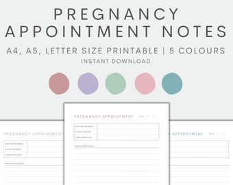 Pregnancy Appointment Notes, Doctor Appointment Tracker, Midwife Appointment, Pregnancy Notes, Instant Download PDF