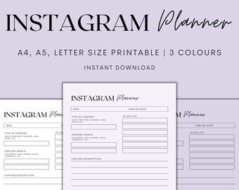 Instagram Planner Printable, Social Media Planner, Instagram Post Planner, Instagram Strategy, Instant Download PDF