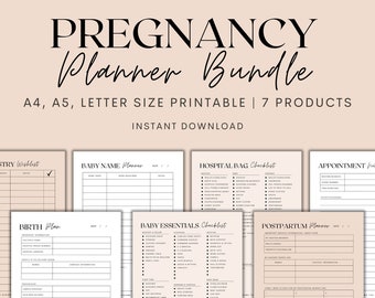 Pregnancy Planner Printable, New Mom Planner, Baby Essentials Checklist, Hospital Bag Checklist, Birth Plan, Instant Download PDF