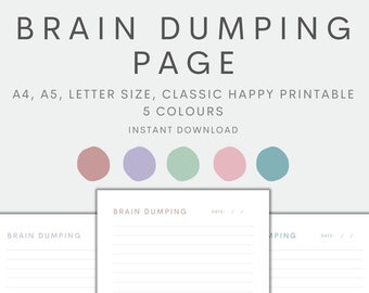 Brain Dumping Page Printable, Brain Dump, Notes Page, A4 A5 Letter Size Classic Happy Planner, Instant Download PDF