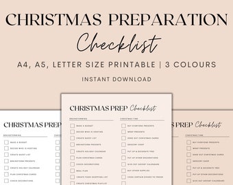 Kerstvoorbereiding checklist afdrukbaar, kerstchecklist, kerstplanner afdrukbaar, kersttakenlijst, Instant Download PDF