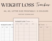 Weight Loss Tracker Printable, Weight Loss Log, Weight Tracker, Health Tracker, Wellness Tracker, Instant Download PDF