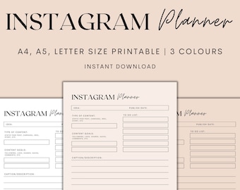 Instagram Planner Printable, Instagram Content Planner, Social Media Planner, Content Strategy, Social Media Planning, Instant Download PDF