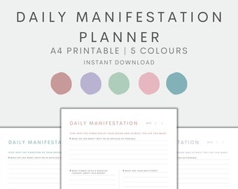 Daily Manifestation Planner Printable, Daily Planner, Manifestation Printable, Manifestation Journal, Printable Planner, Instant Download