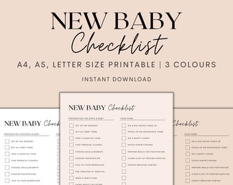 New Baby Checklist Printable, Baby Planner Printable, Newborn Checklist, Baby Essentials Checklist, New Mom Planner, Instant Download PDF