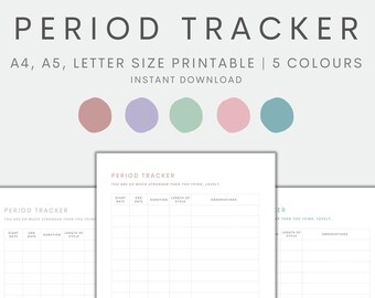 Period Tracker Printable, Menstrual Cycle Log, Period Log, Menstruation Tracker, Period Journal, Instant Download PDF