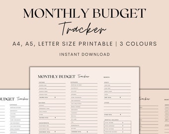 Monatlicher Budget Tracker, Budget Planer druckbar, monatliche Ausgaben, Einsparungen Tracker, Bill Tracker, Sofortiger Download PDF