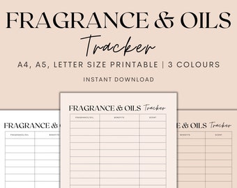 Fragrance and Oils Tracker Printable, Candle Business Planner Printable, Candle Making, Soap Making, Candle Planner, Instant Download PDF