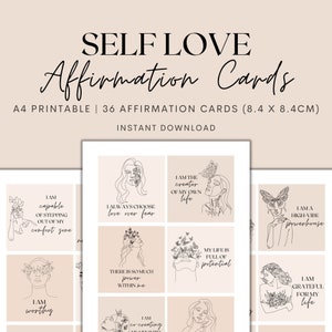 Self Love Affirmation Cards, Printable Affirmation Card Deck, Manifestation Affirmation Cards, Vision Board Printable, Instant Download PDF