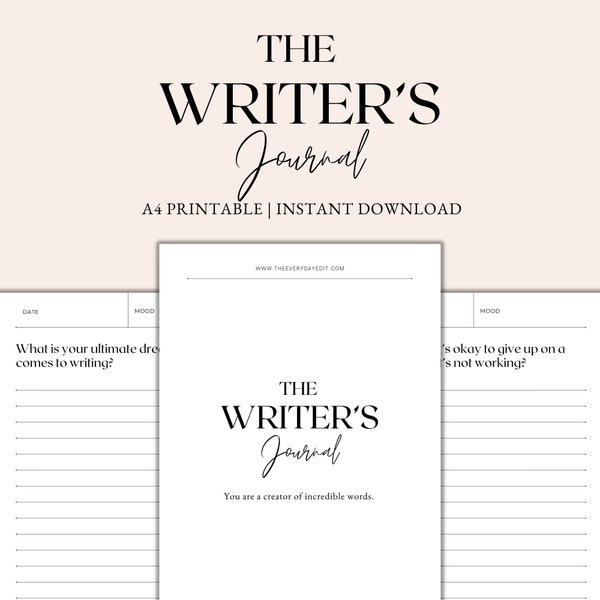 The Writer's Journal Printable, Writing Journal Prompts, Journaling Prompts for Writers, Writing Prompts, Instant Download PDF