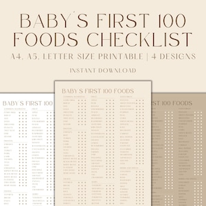 Babyvoeding Tracker afdrukbaar, Baby's eerste voedselchecklist, Solids Tracker, Baby Led Spenen Tracker, Babyvoeding Dagboek, Instant Download PDF