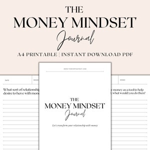Das Geld-Mindset-Journal zum Ausdrucken, finanzieller Überfluss, Geld-Journal-Aufforderungen, finanzielles Wohlergehen Journal, Sofortiger Download PDF