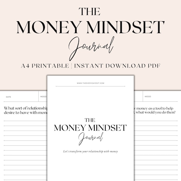 The Money Mindset Journal Printable, Financial Abundance, Money Journaling Prompts, Financial Wellbeing Journal, Instant Download PDF