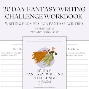 30 Day Fantasy Writing Challenge Workbook Printable, 30 Day Writing Challenge, Writing Prompts, Fantasy Prompts, Instant Download PDF