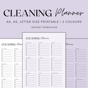 Weekly Cleaning Planner Printable, Cleaning Tracker Printable, Cleaning Schedule, Cleaning Chore Chart, Instant Download PDF