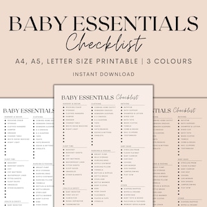 Baby Essentials Checklist Printable, Newborn Checklist, Nursery Checklist, Baby Registry Checklist, Instant Download PDF