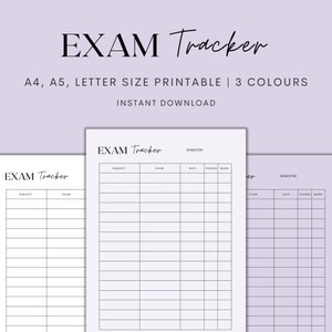 Tracker esami stampabile, Foglio tracker valutazione, Pianificatore universitario stampabile, Pianificatore universitario, Pianificatore scolastico, Download istantaneo PDF