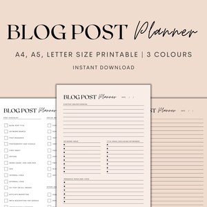 Blog Post Planner Printable, Blog Post Checklist, Social Media Planner, Minimalist Planner, Instant Download PDF