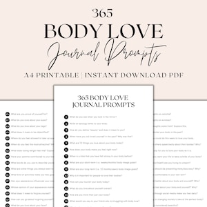 365 Body Love Journal Prompts zum Ausdrucken, Body Positivity Journaling Prompts, Self Love Journal, Shadow Work Journal, Instant Download PDF