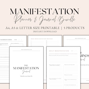 Manifestation Planner and Journal Bundle, Manifestation Journal Prompts, Daily Planner Printable, Instant Download PDF