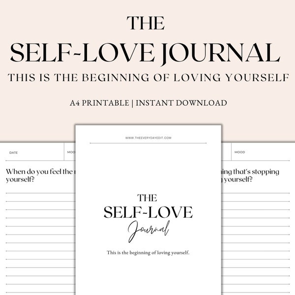 The Self Love Journal Printable, Self Love Workbook, Journal Prompts, Self Care Journal, Self Care Planner, A4 PDF Instant Download
