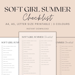 Soft Girl Sommer Checkliste druckbare, Sommer Bucket List, Hot Girl Sommer, Sommer To Do Liste, minimalistische Checkliste, Sofortiger Download PDF